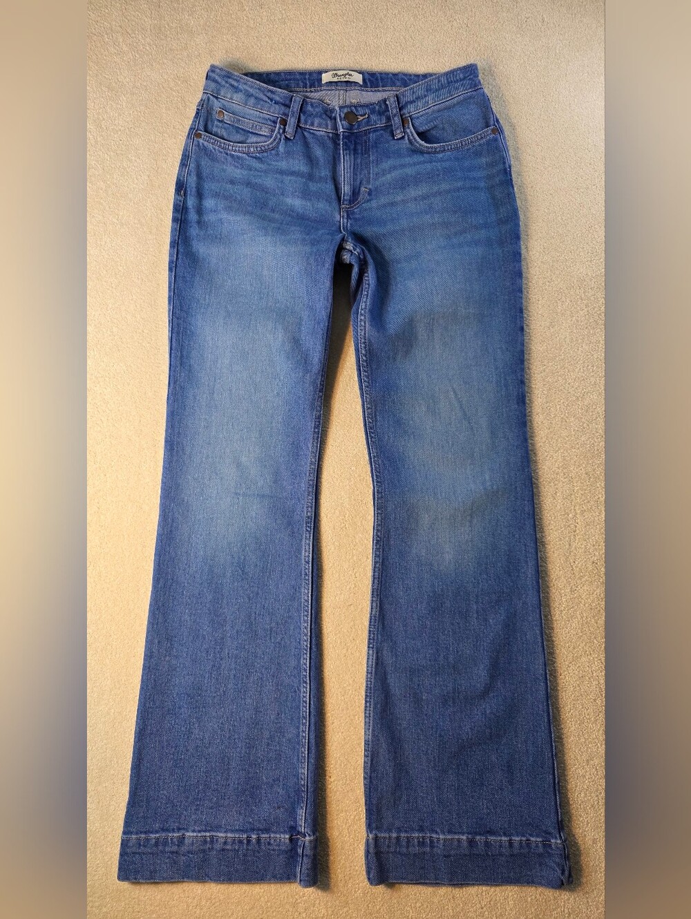 Wrangler Retro Mae Mid Rise Trouser Medium Wash Flare Leg Western Womens 29
